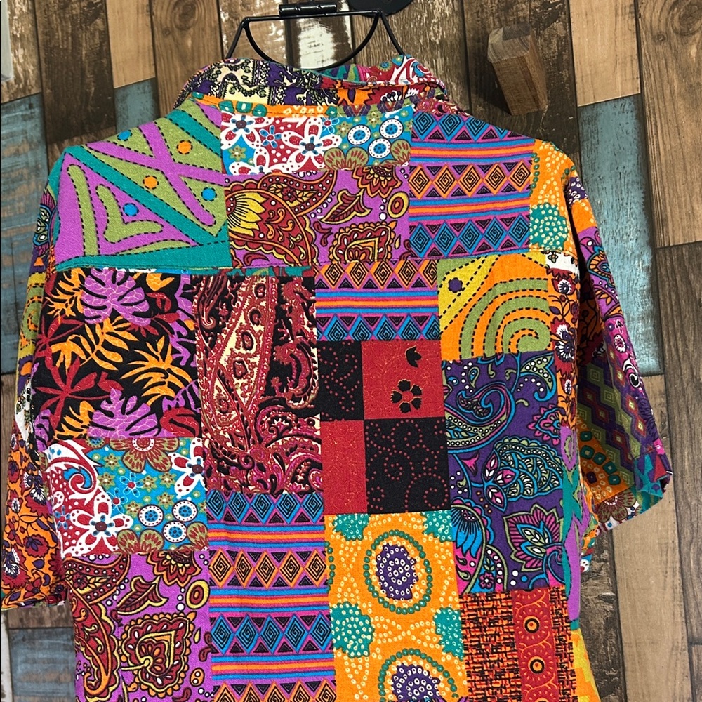 Patchwork Button-Down Shirt in Multicolor vintage - image 15